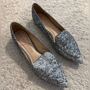 Sole Society Women's Sparkling Silver Flats